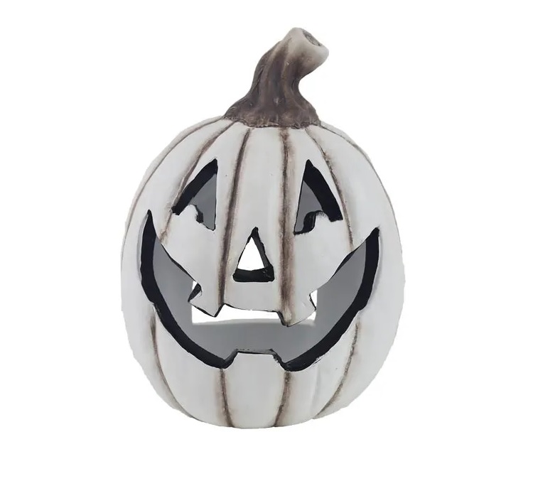 Dekorační dýně Halloween bílá svítící 12,5 cm